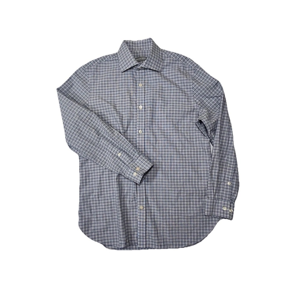 Michael Kors Slim Fit Button up Dress Shirt Plaid Men's Size Med 15.5, 32 / 33
